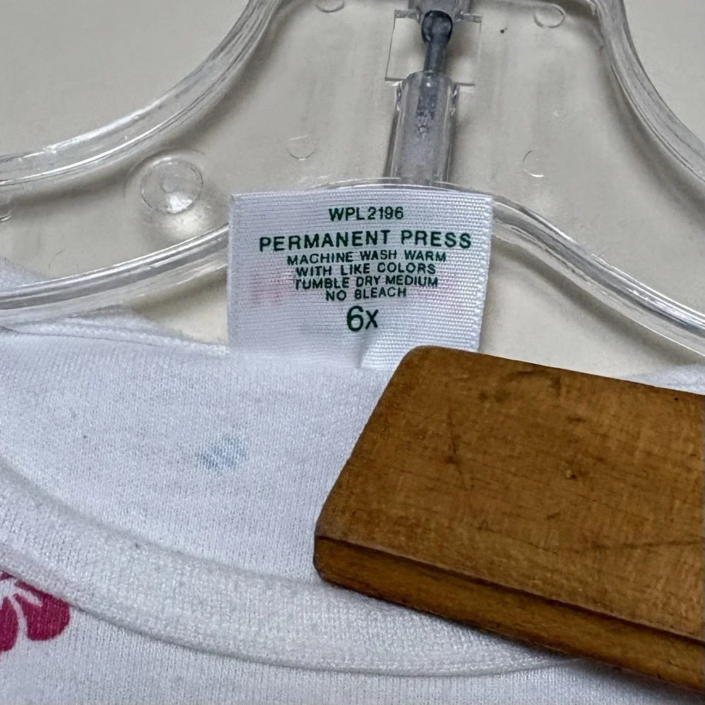 VTG Healthtex Shirt Girls Size 6 White Pineapples Tropical Hibiscus Boat Puff